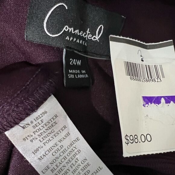 Connected Apparel dress Womens plus size 24w purple Tiered‎ Ribbed Sheath office - Picture 5 of 6